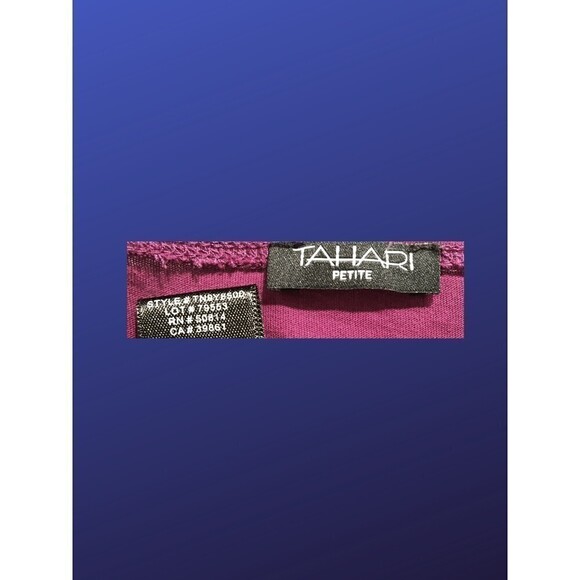 TAHARI PETITE Pull-on Top, MAGENTA/SILVER METALLIC, Women's Size SP, NWOT - Picture 3 of 9